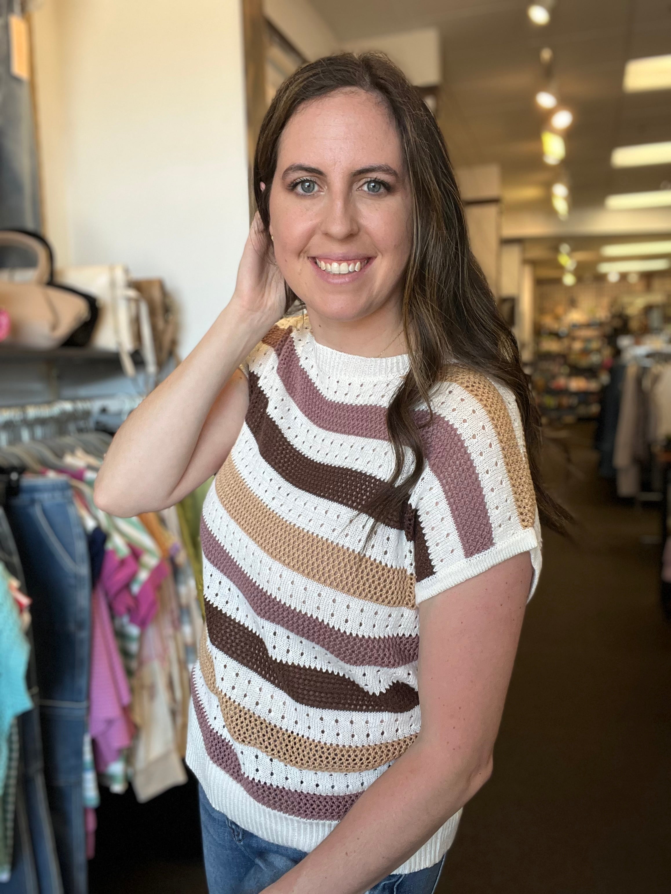 Color Block Pointelle Sweater FINAL SALE