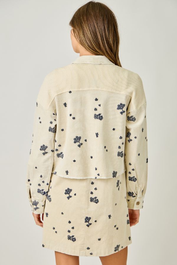 Washed Embroidery Mixed Jacket