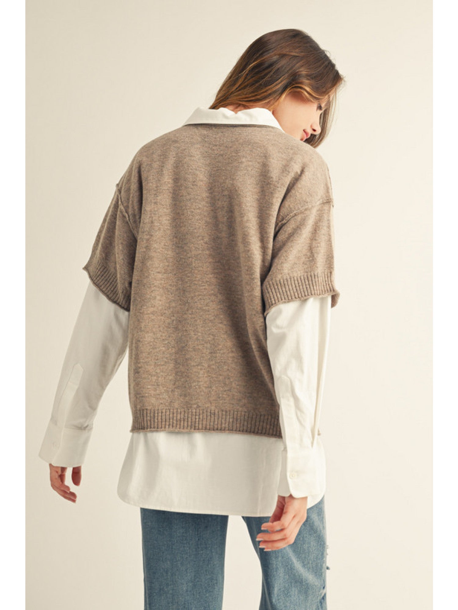 Drop Shoulder Solid Color Sweater