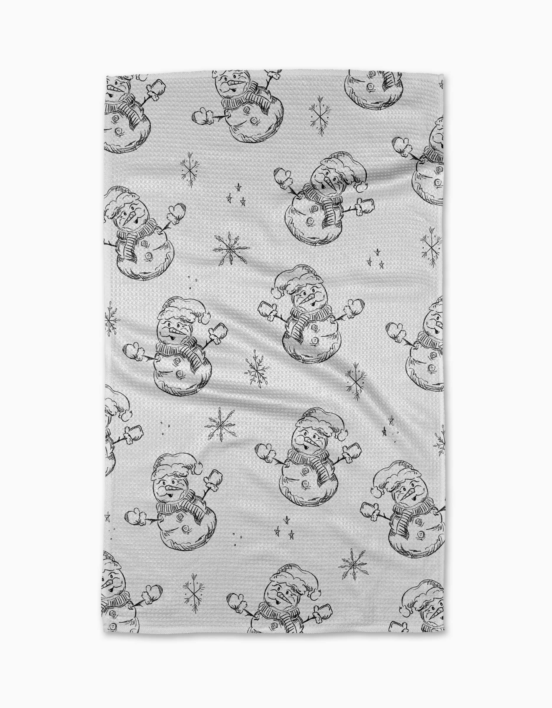 Geometry Snowmen Charcoal Tea Towel
