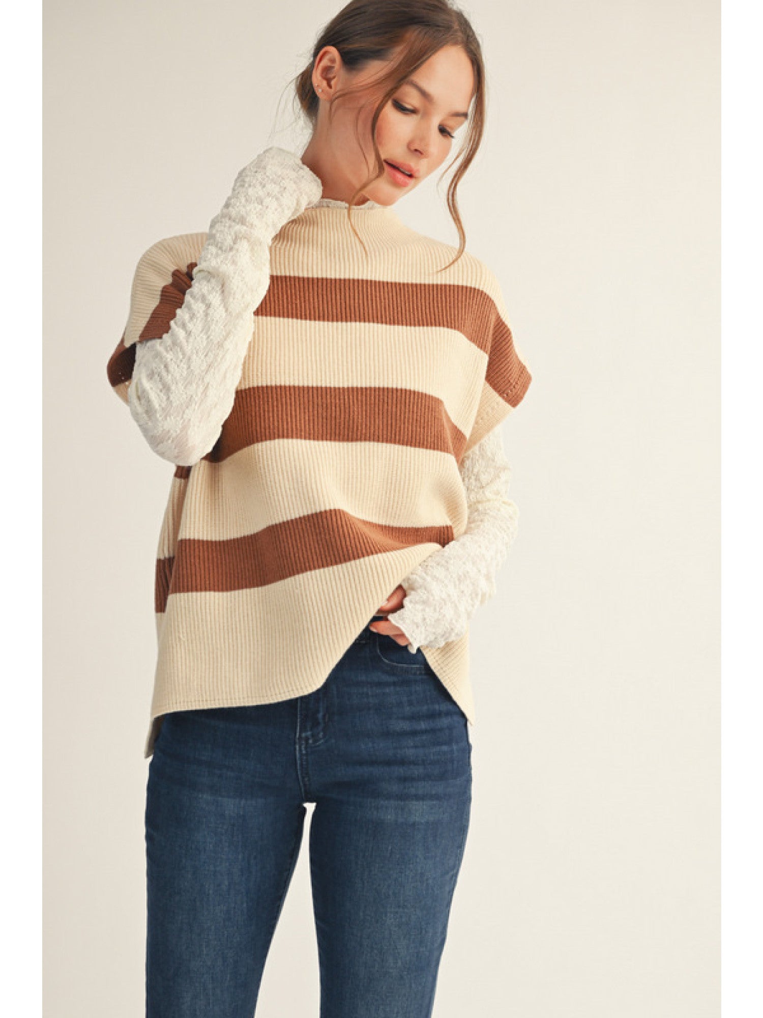 Wide Striped Knit Top
