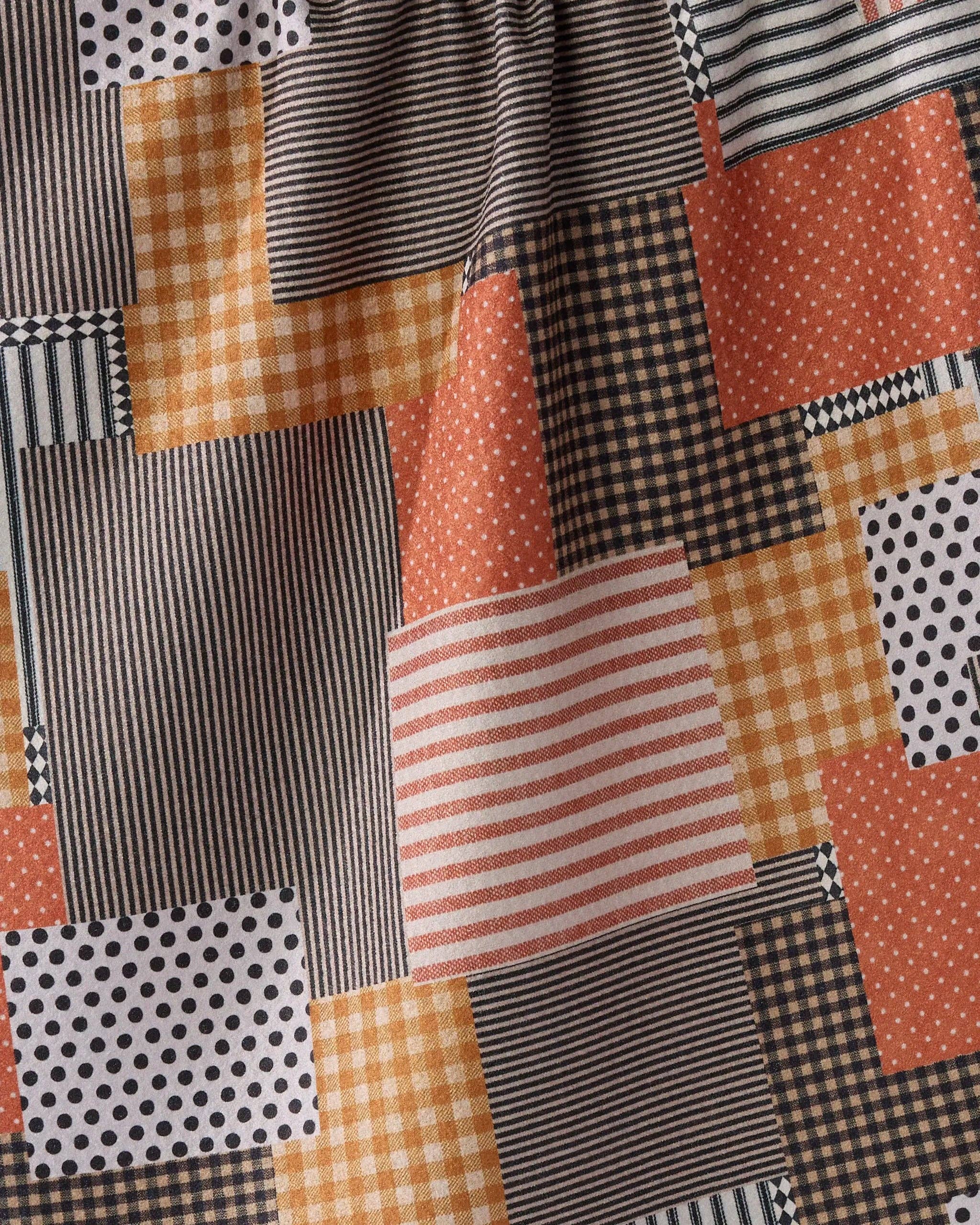 Geometry Patch and Pumpkin Tea Towel | Autumn Patchwork Kitchen Towel