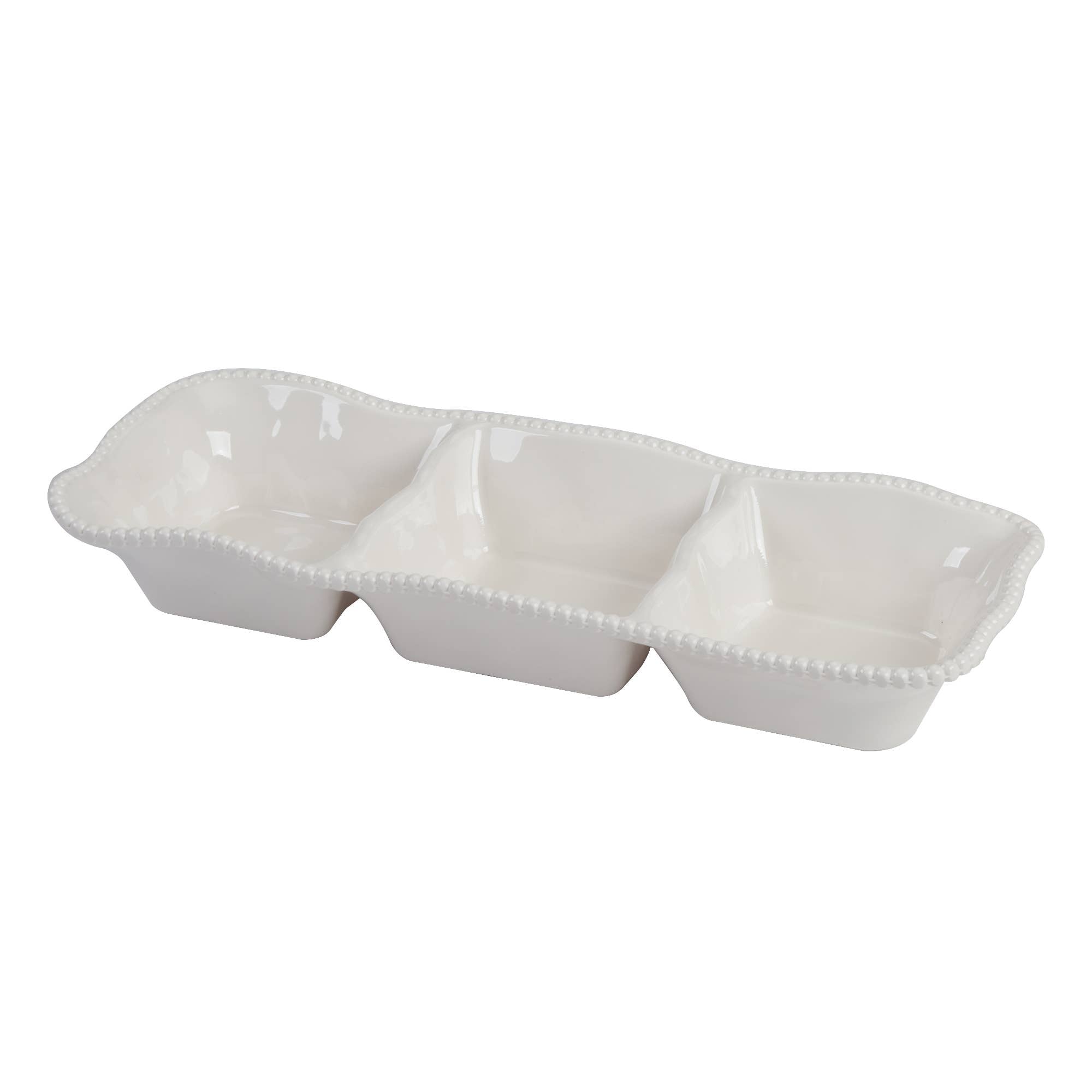 Perlette Cream Melamine 3 Section Server