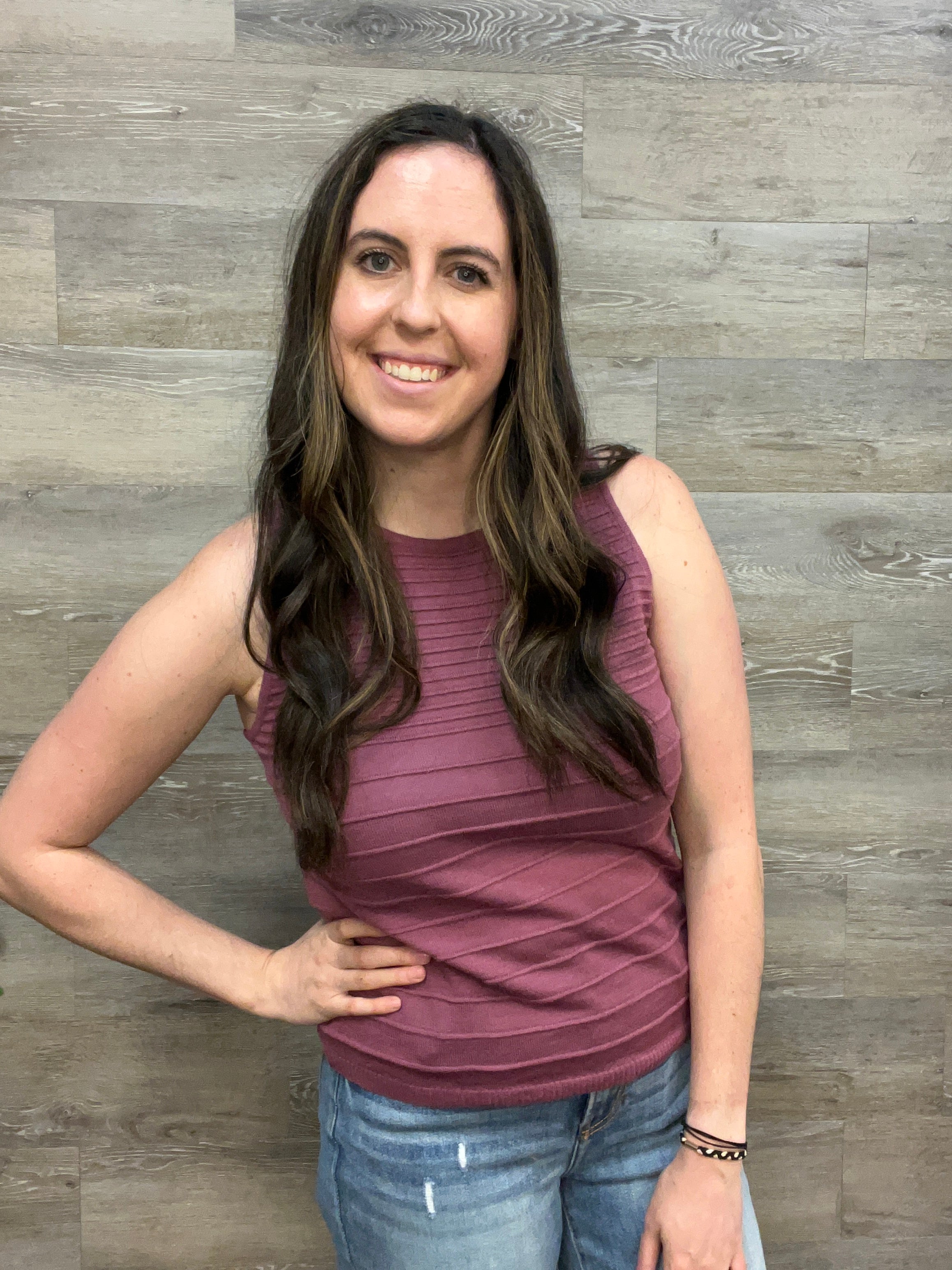 Texture Crew Neck Sleeveless Sweater FINAL SALE