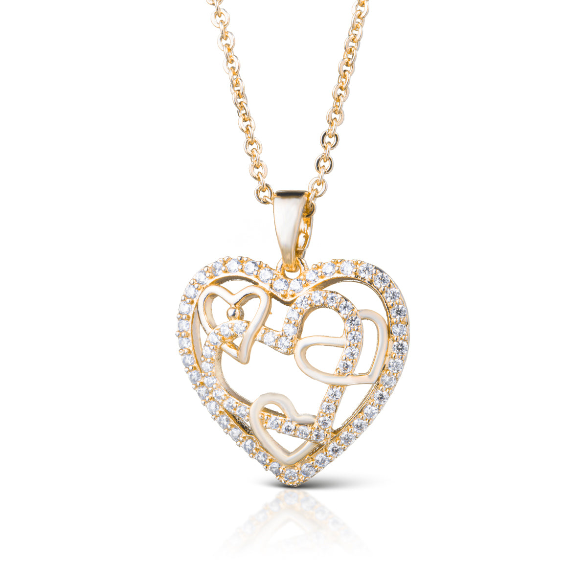 Inset Hearts Necklace - Gold