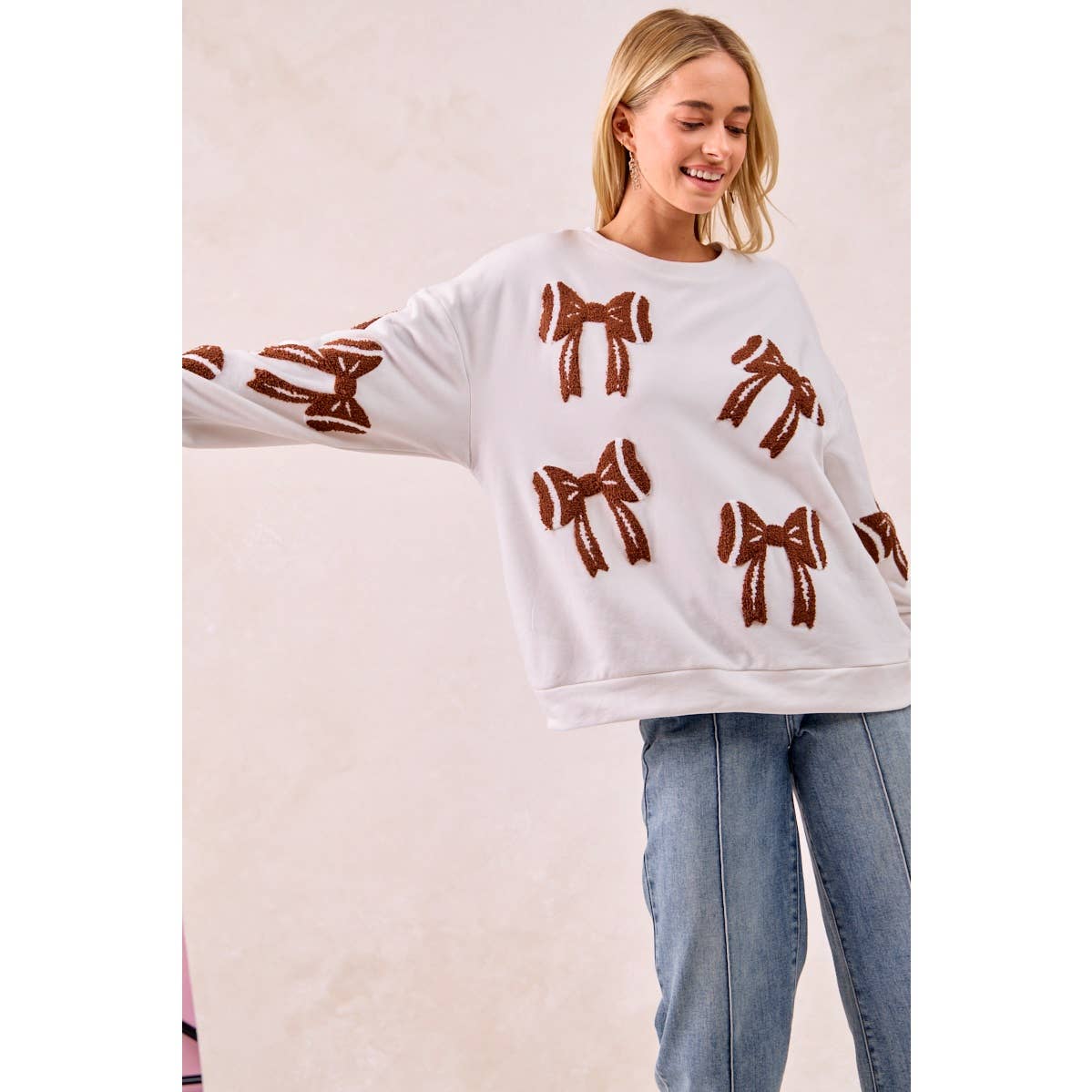 Gameday Football Bow Long Sleeve Top