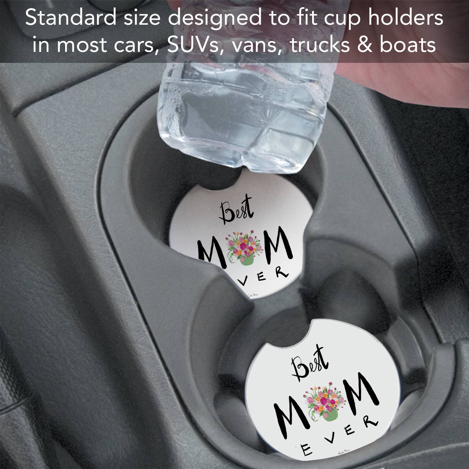 Best Mom Ever Absorbent Stone Car Coaster 1 Pk