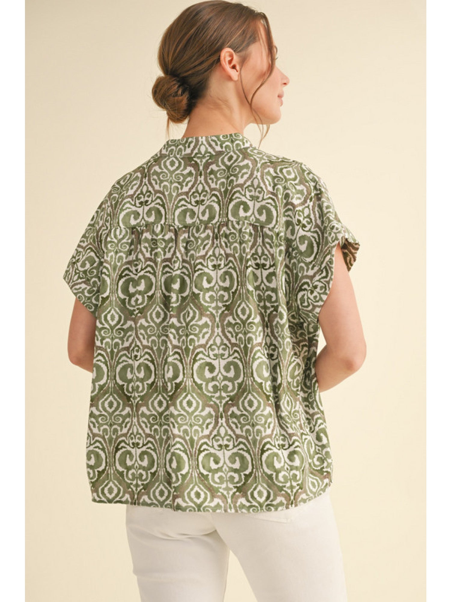 V-Neck Print Woven Top