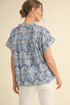 V-Neck Print Woven Top