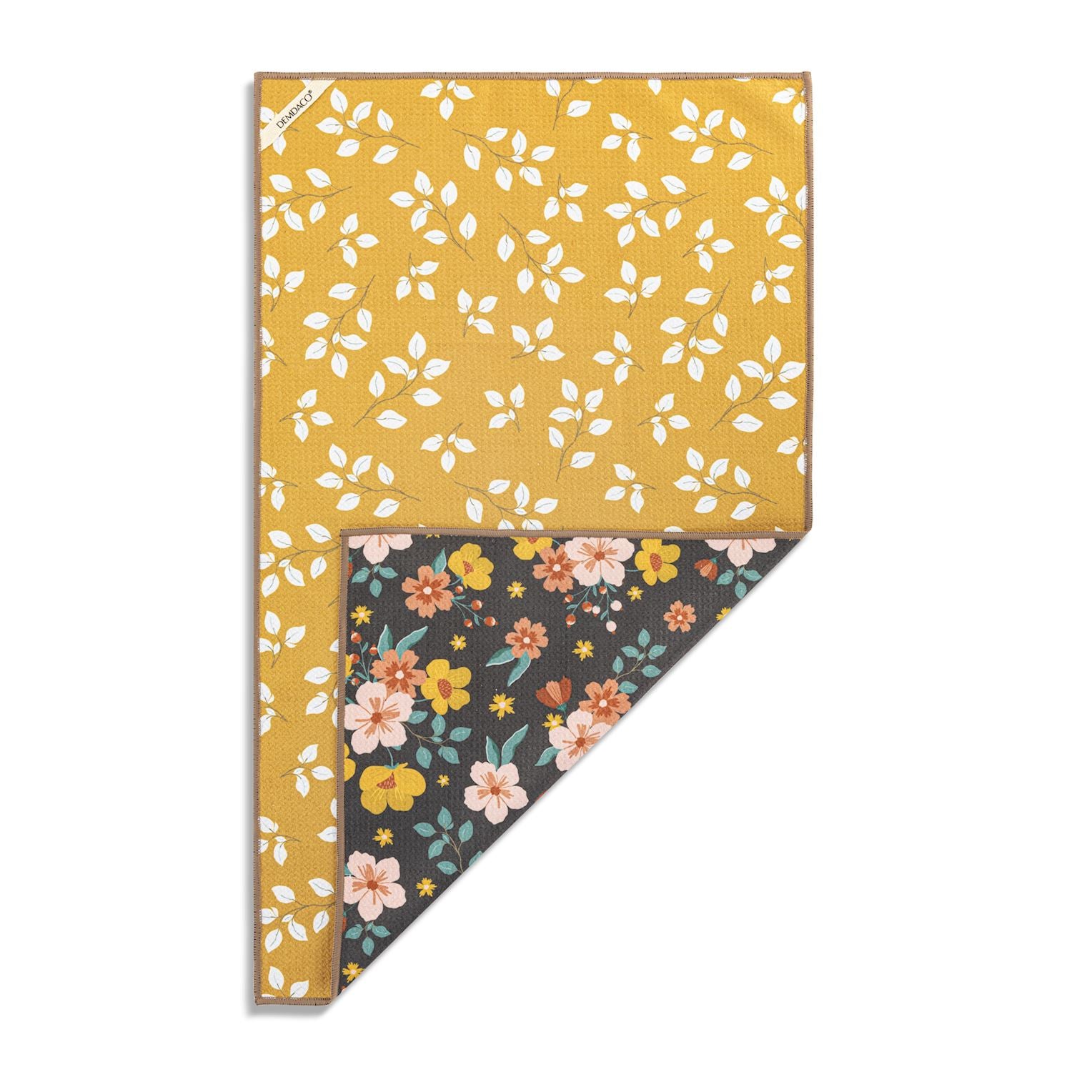 Warm Mustard Floral Reversible Towel