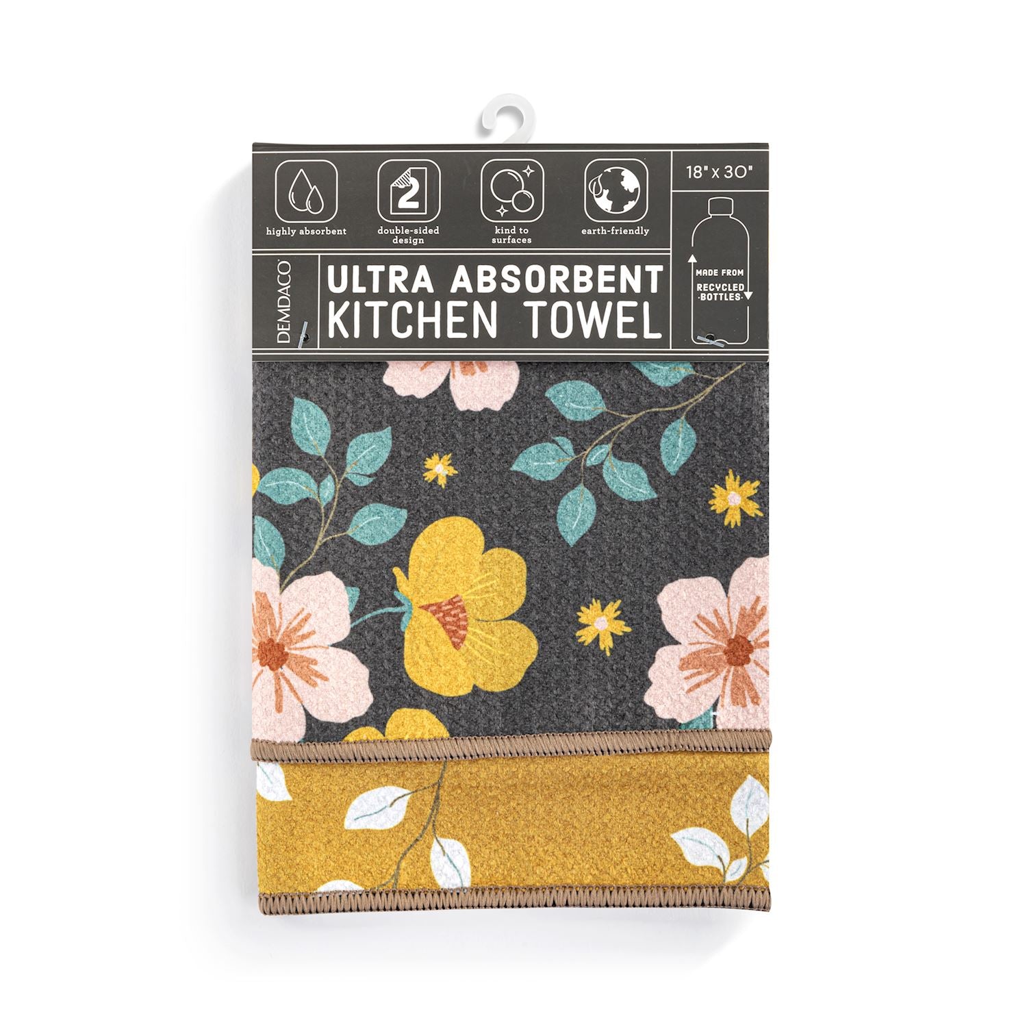 Warm Mustard Floral Reversible Towel