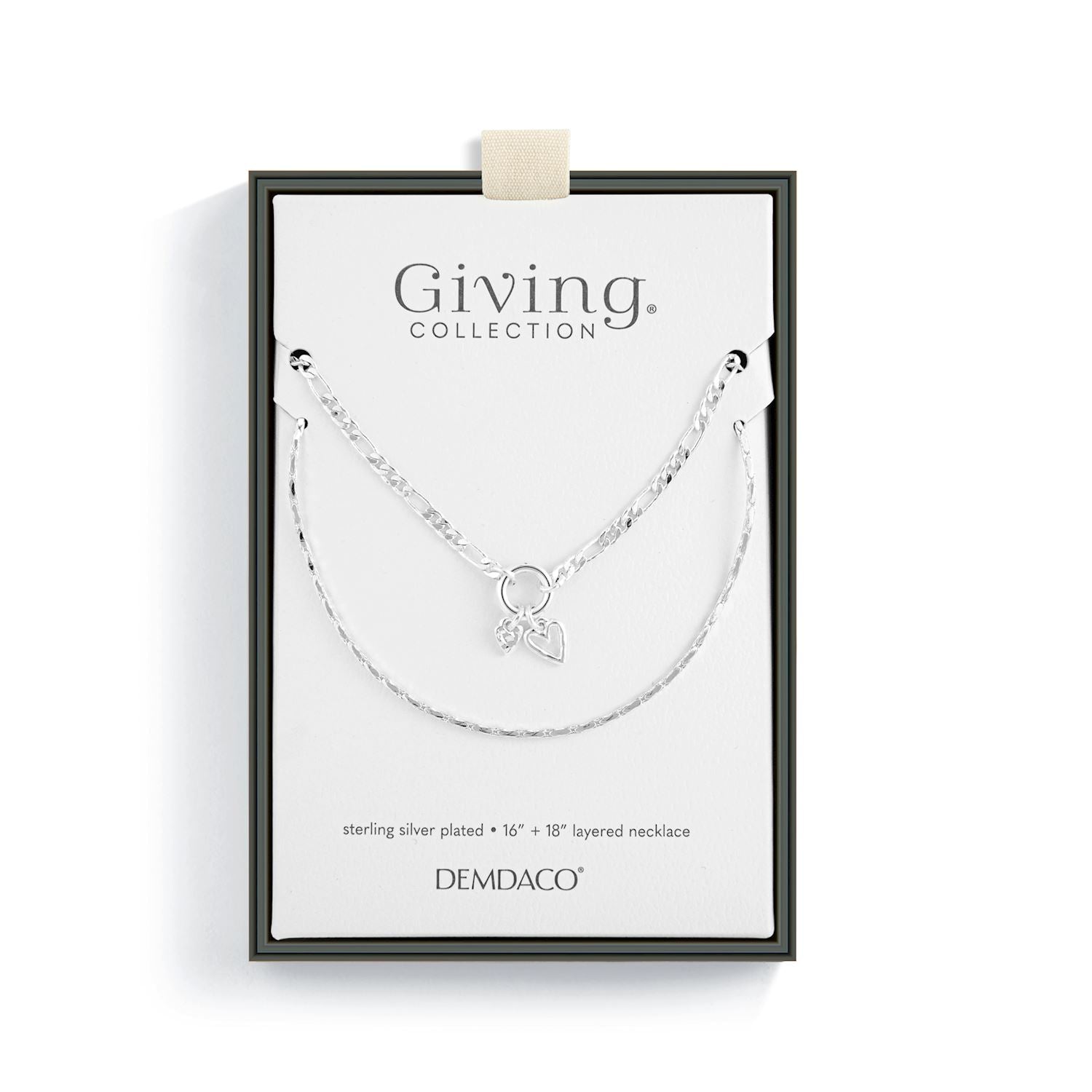 Heart and Cross Charm Layered Necklace Silver