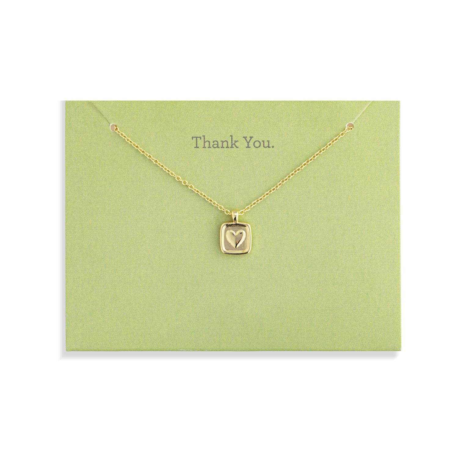 Thank You Floral Card and Gold Heart Necklace - 16in