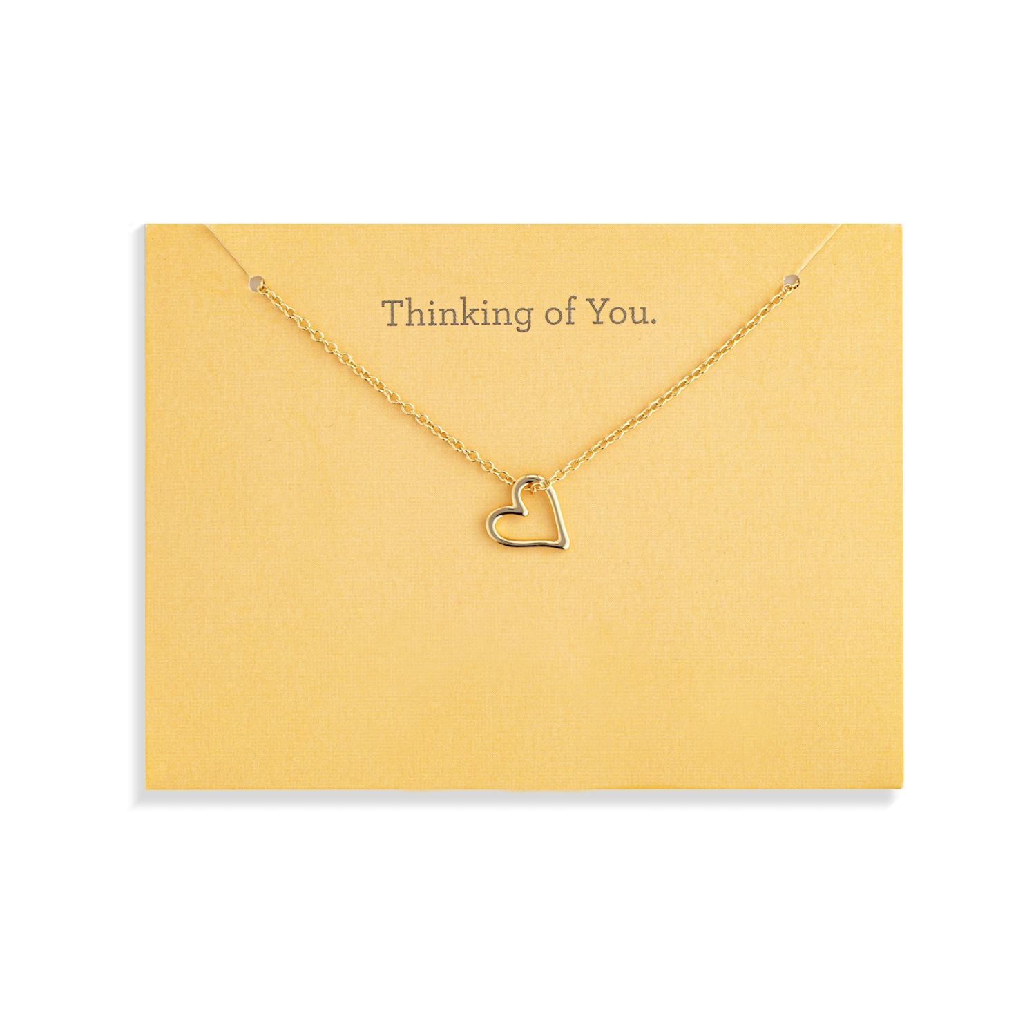 Thinking Of You Floral Card and Gold Heart Necklace - 16in