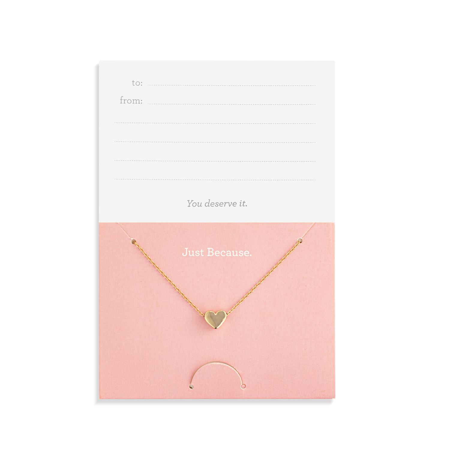 Just Because Floral Card and Gold Heart Necklace - 16in