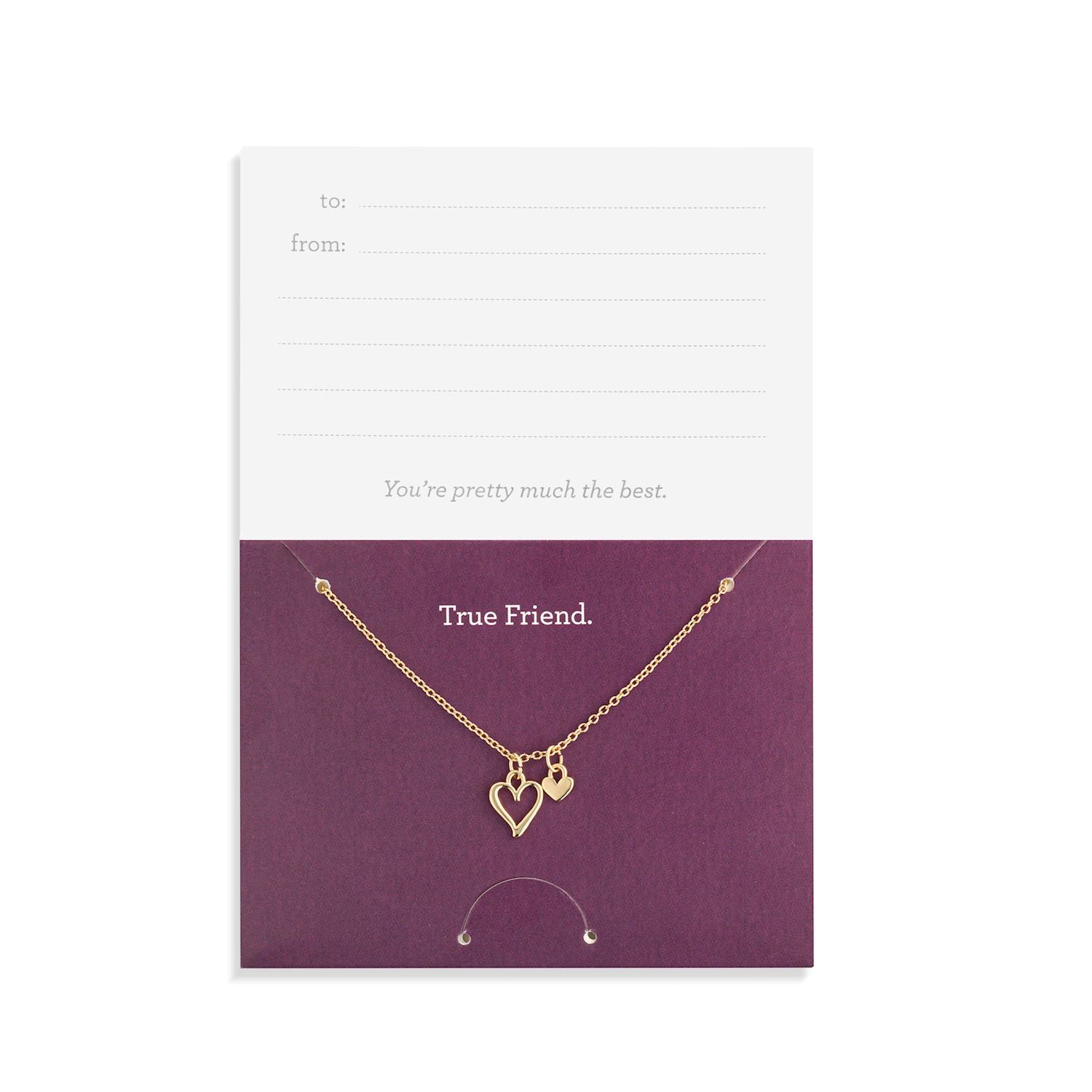 True Friend Floral Card and Gold Heart Necklace
