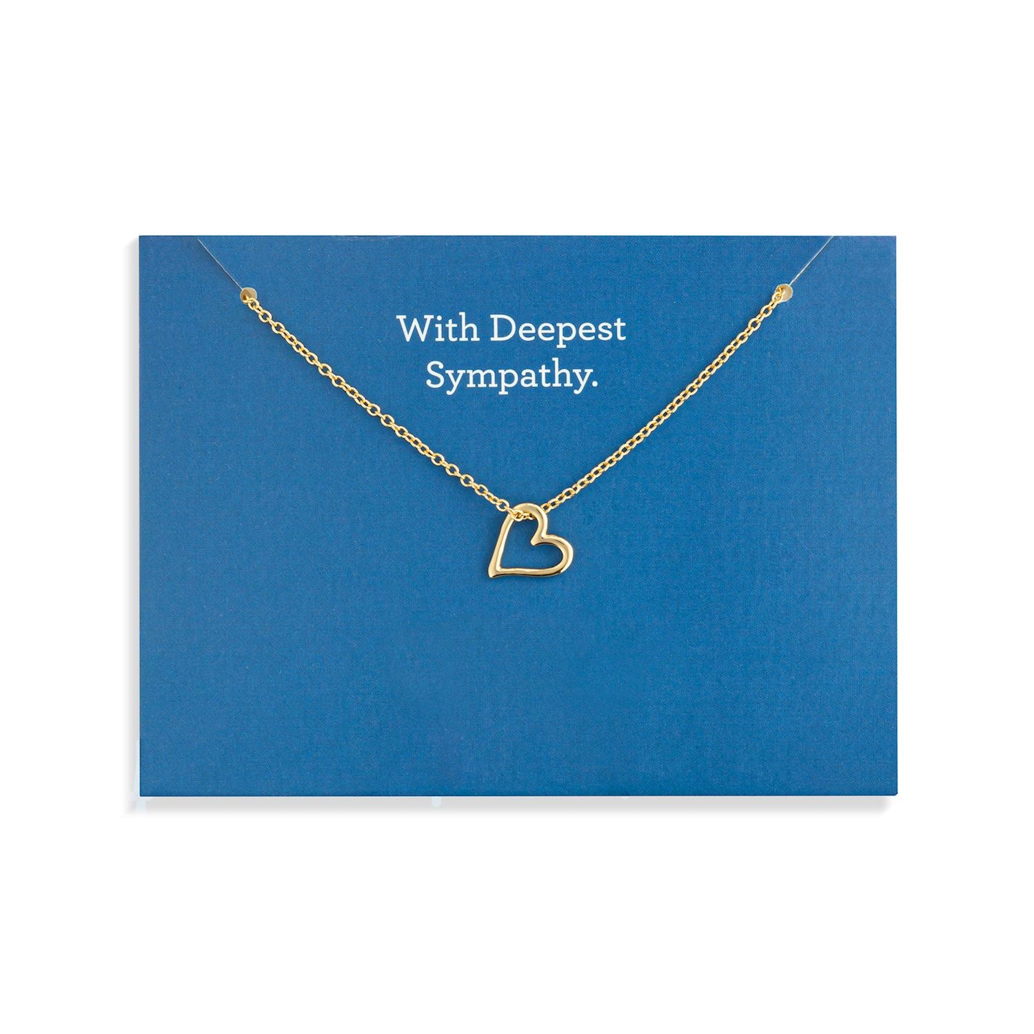 With Deepest Sympathy Floral Card and Gold Heart Necklace - 16in