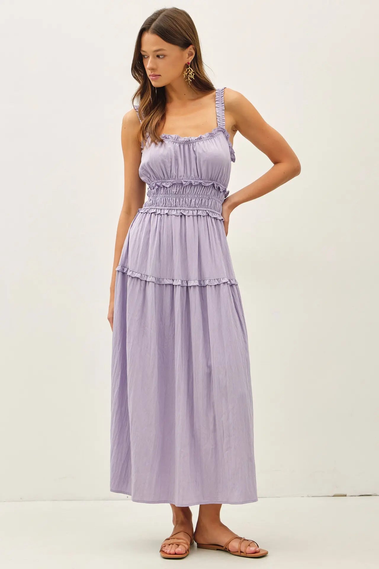 Crispy Cotton Ruffled Babydoll Dress