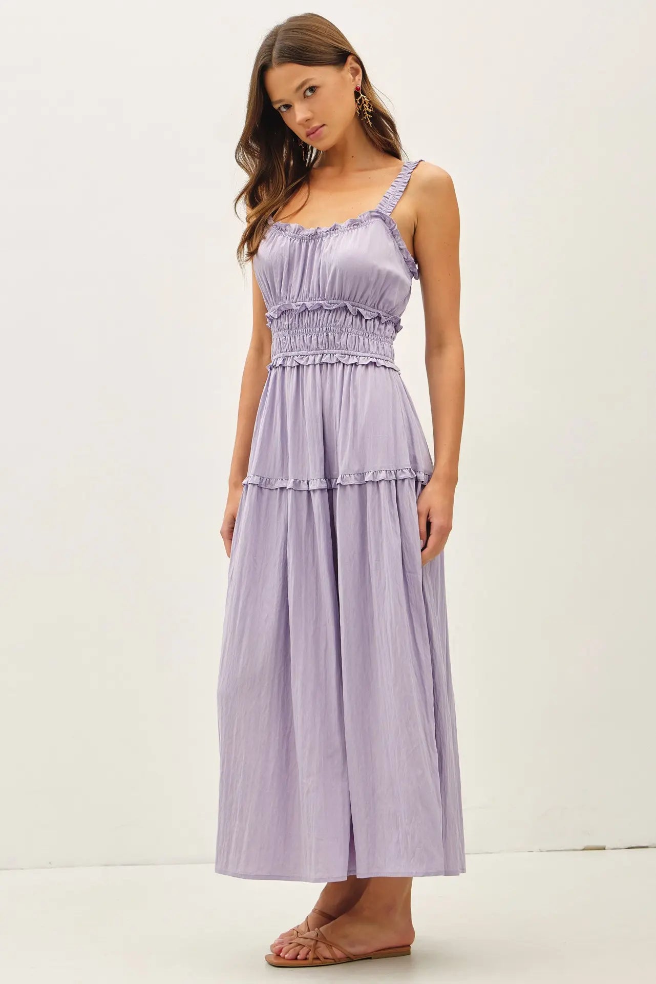 Crispy Cotton Ruffled Babydoll Dress