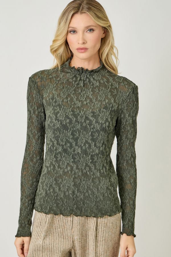 Lettuce Edge Textured Knit Top