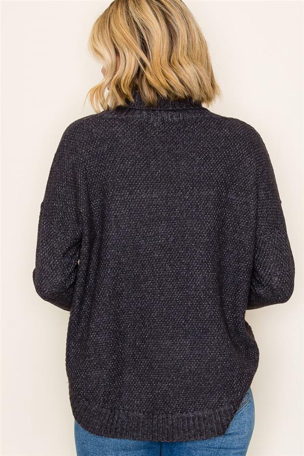 Slouchy Turtle Neck Waffle Sweater