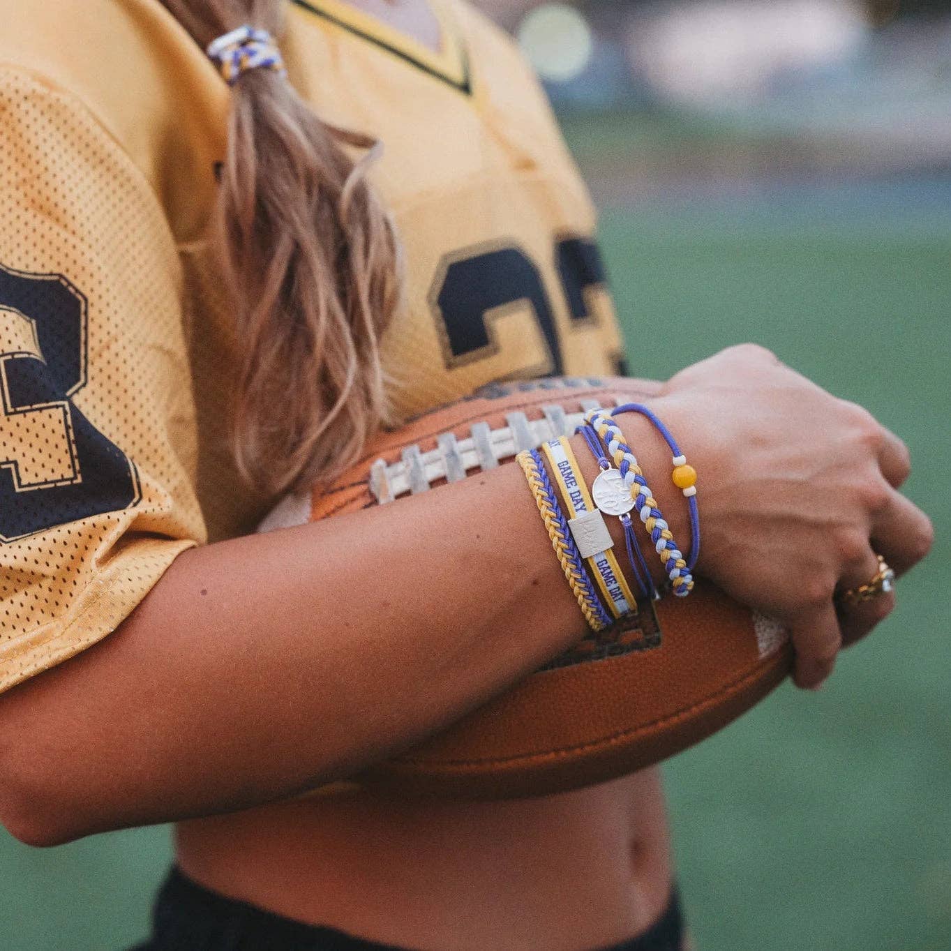 Game Day Purple & Yellow Hair Tie Bracelets by K'lani
