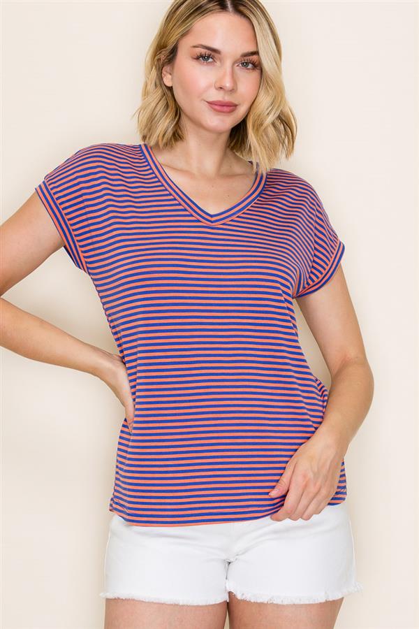 Pinstriped Jersey Knit Top