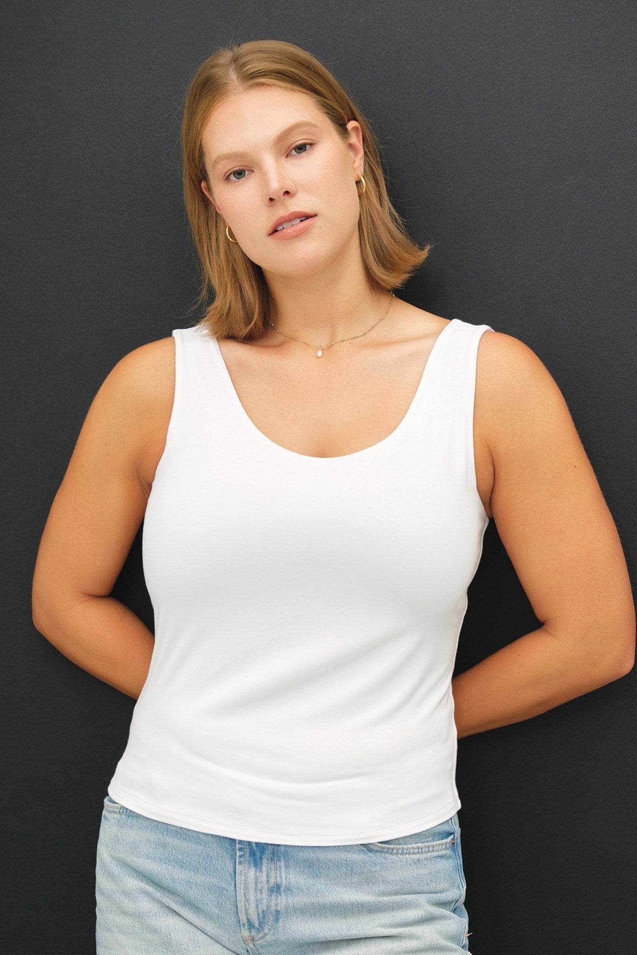 Plus Size Scoop Neck Tank Top - Off White