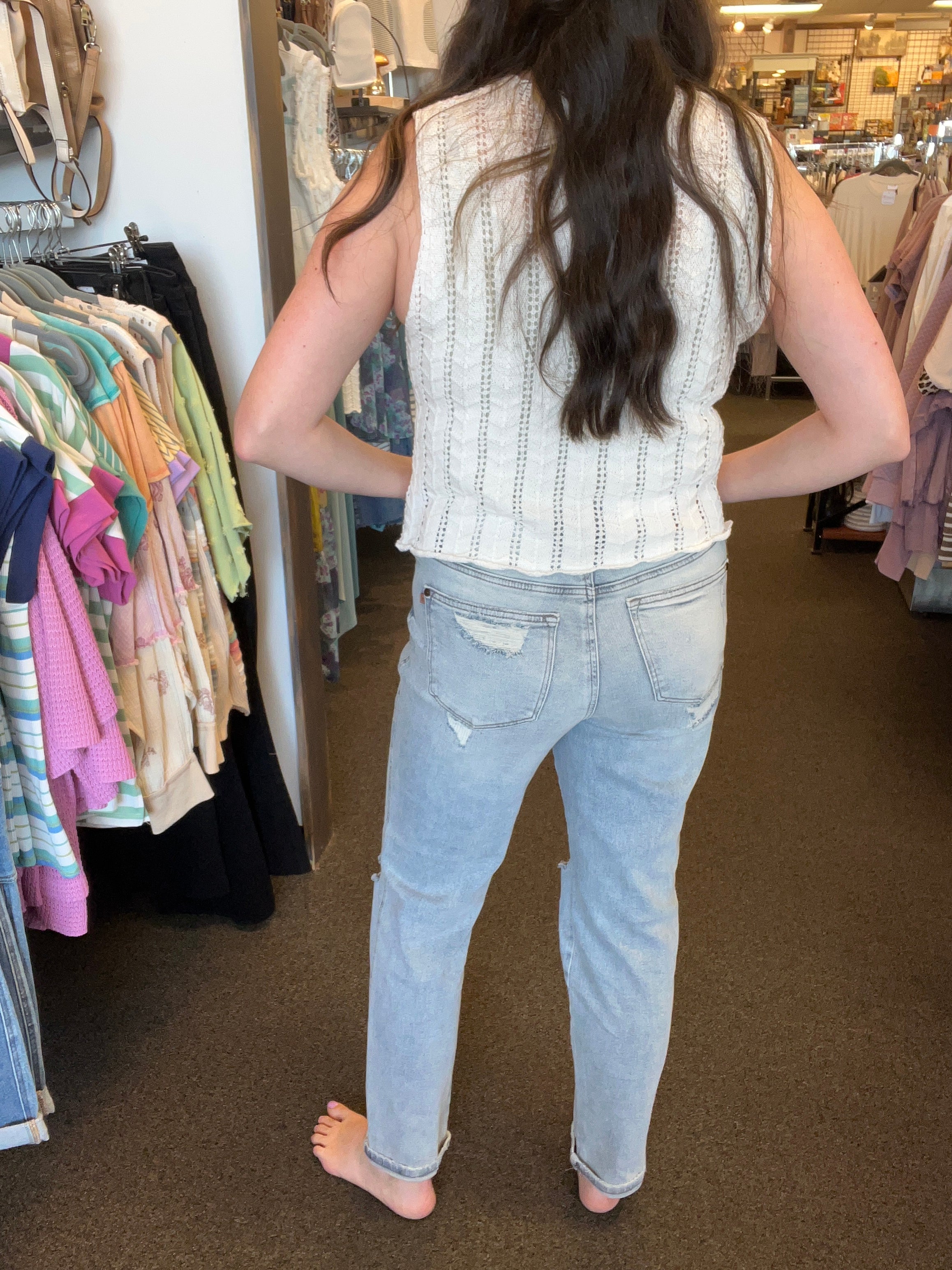 Judy Blue Repair Stitch Boyfriend Denim Jeans