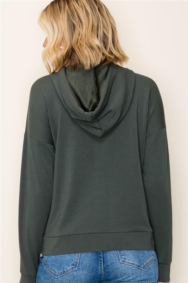 Solid Color Terry Hoodie Top