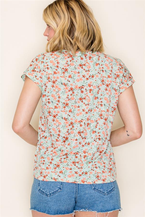 V-Neck Floral Print Top