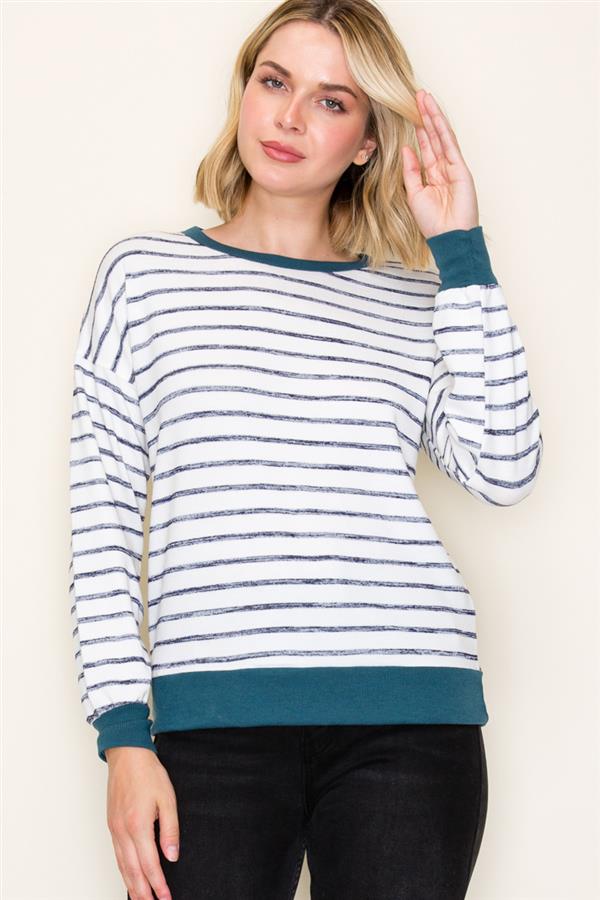 Color Trimmed Striped Top
