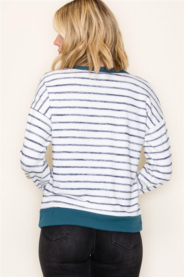 Color Trimmed Striped Top