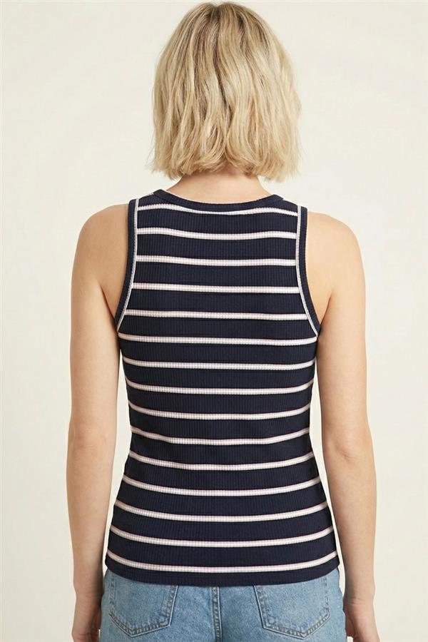 Striped Sleeveless Ribbed Tank Top