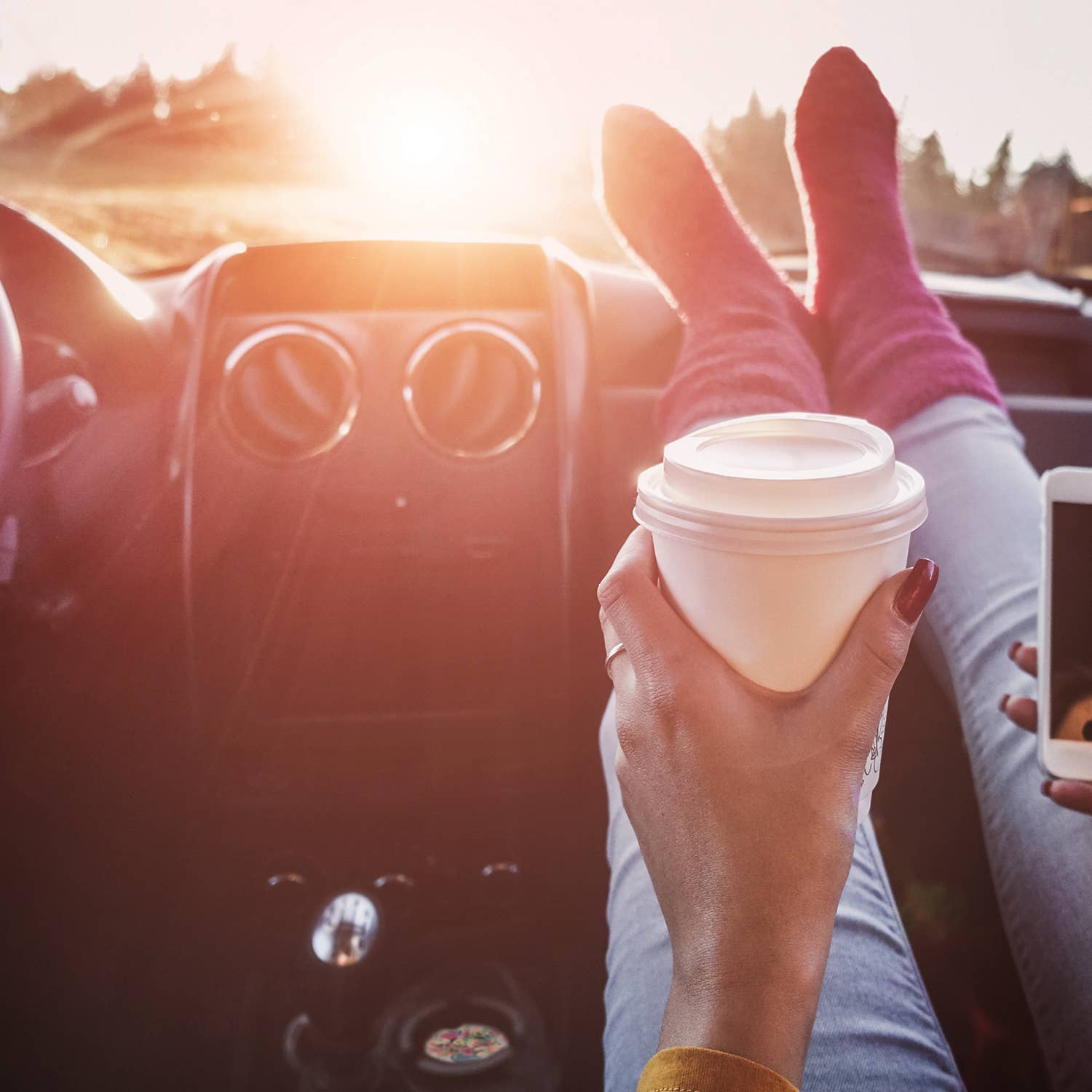 "Morning Joy" Absorbent Stone Car Coaster 1pk