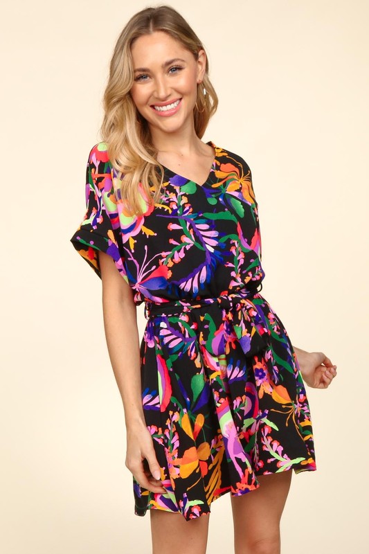 V-Neck Floral Woven Romper FINAL SALE