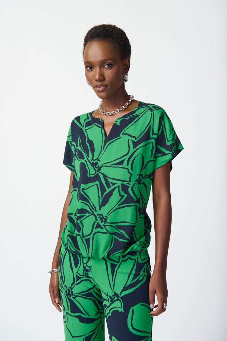 Joseph Ribkoff Floral Print Georgette Boxy Top FINAL SALE