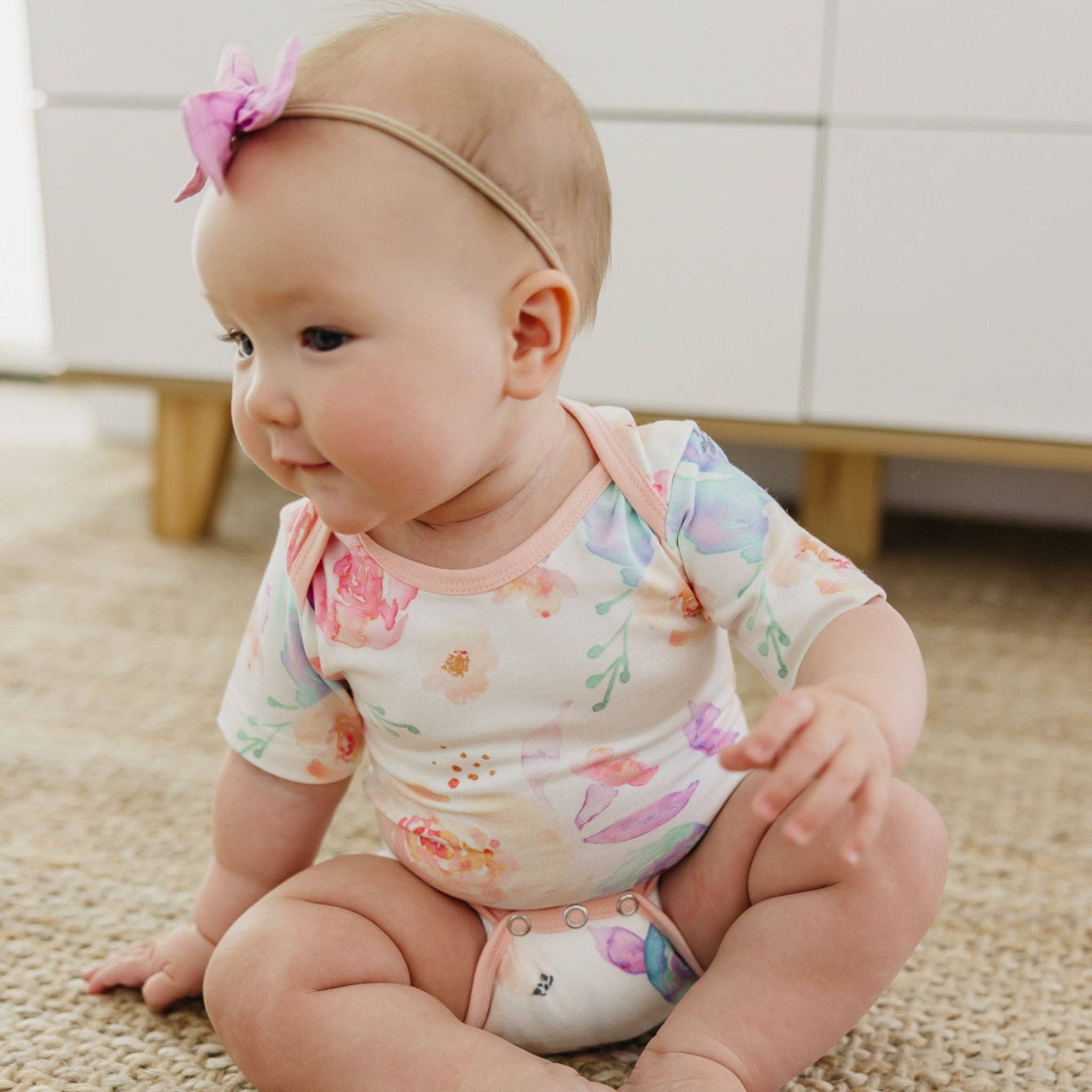 Copper Pearl Bloom Short Sleeve Baby Bodysuit