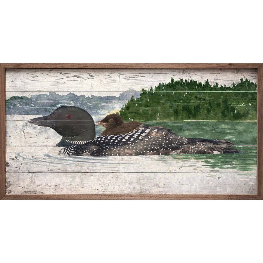 Loon And Baby On Water Artwork