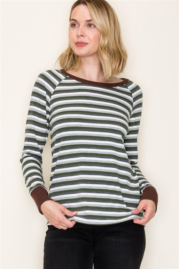 Multi Striped Raglan Sleeve Top