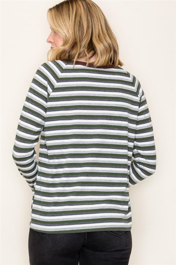 Multi Striped Raglan Sleeve Top