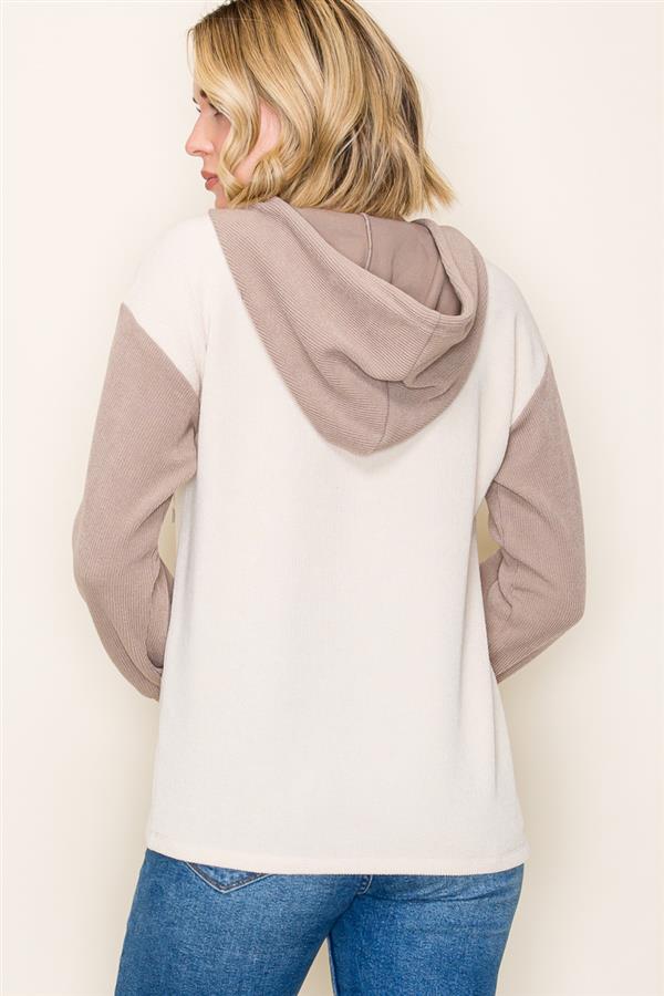 Color Blocked Hooded Top