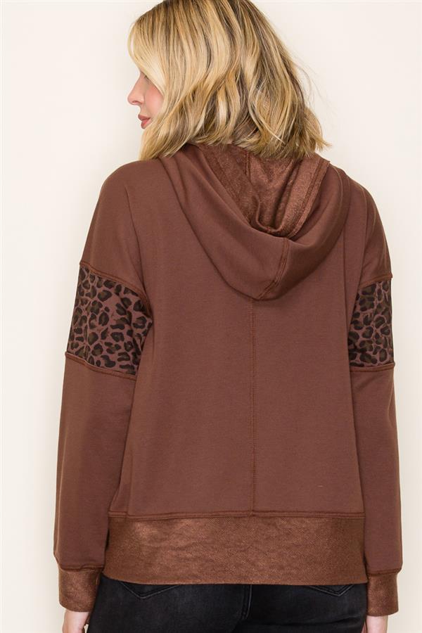 Animal Print Blocked Hoodie