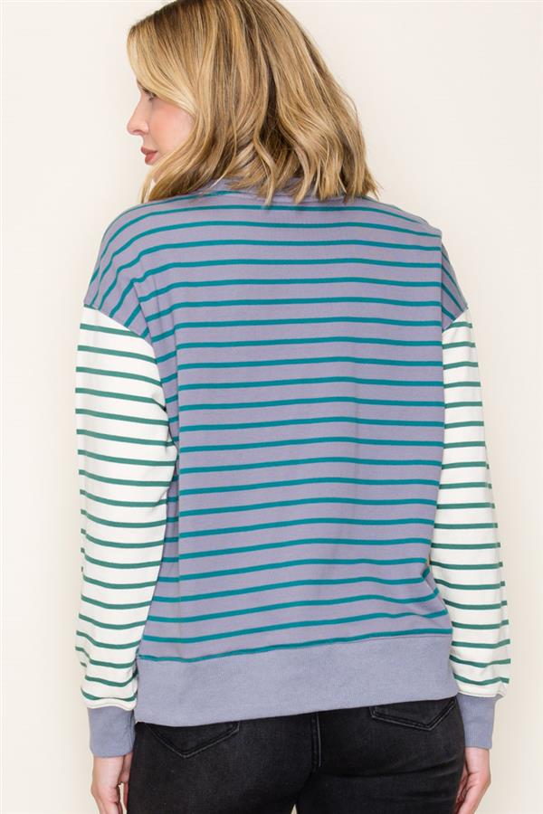 Mixed Striped French Terry Sweater