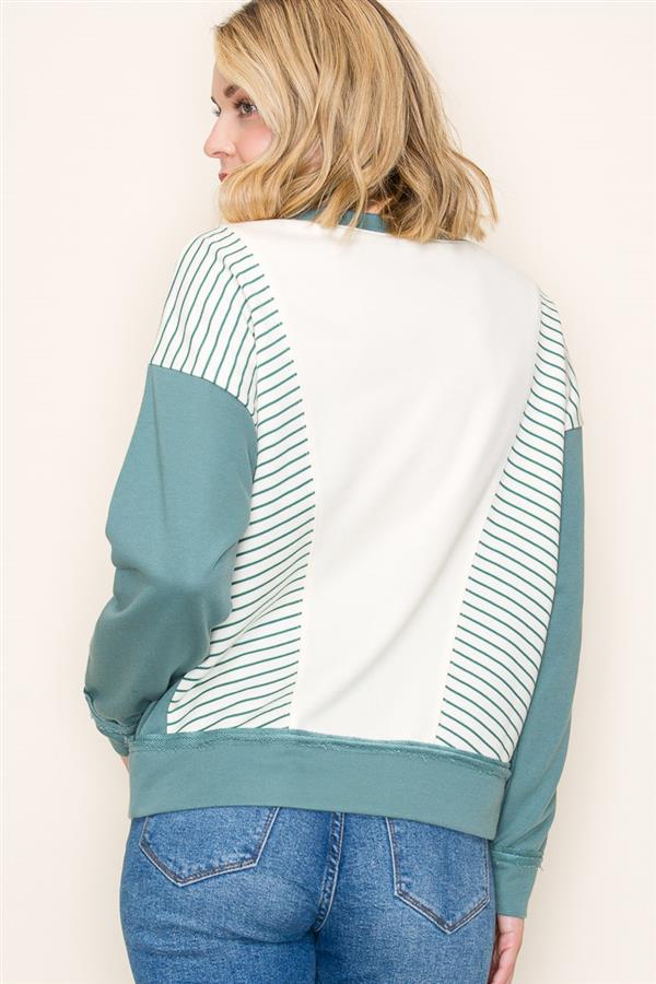 Stripe Detail Color Blocked Sweatshirt