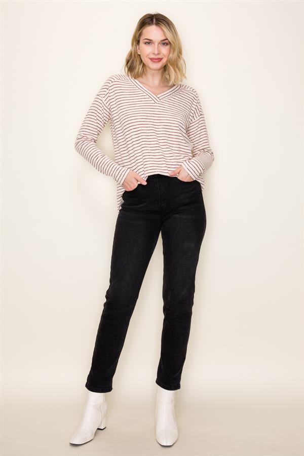 V-Neck HACCI Striped Top