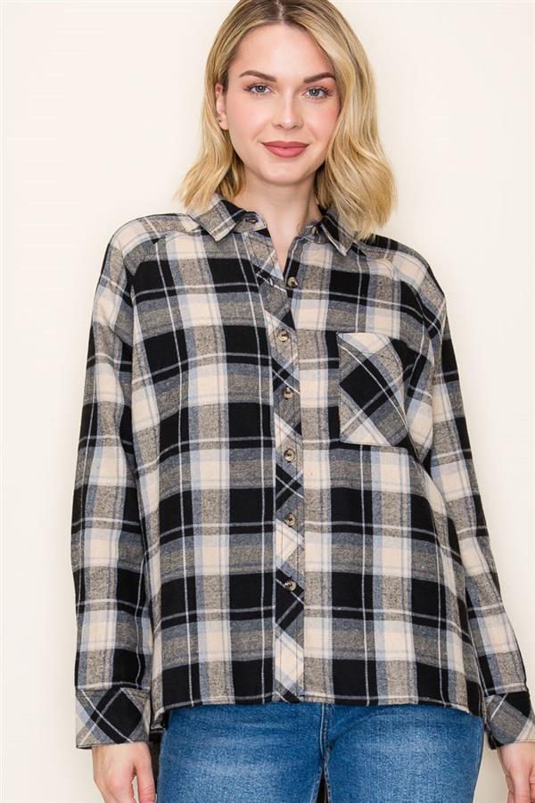 Black Plaid Button Down Shirt