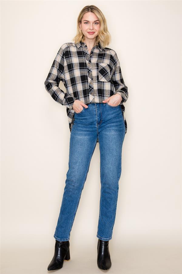 Black Plaid Button Down Shirt