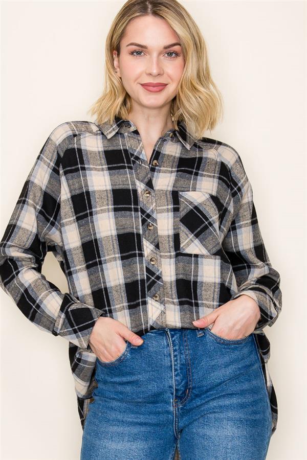 Black Plaid Button Down Shirt
