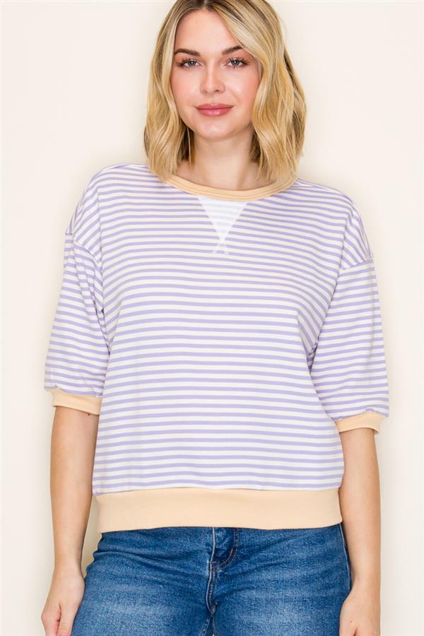 Contrast Banded Striped Sweatshirt